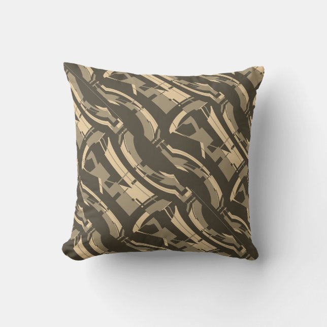 Taupe Beige - Brown Abstrakt Diagonal Art Museum Kissen (Vorderseite)