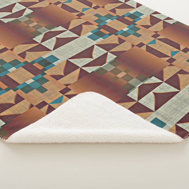 Taupe Beige Brown Aquamarin Blue Green Tribal Art Sherpadecke (3/4)