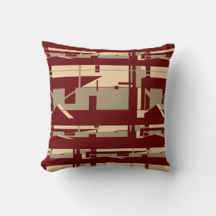 Taupe Beige Burgundy Südwest Art Look Mosaik Kissen
