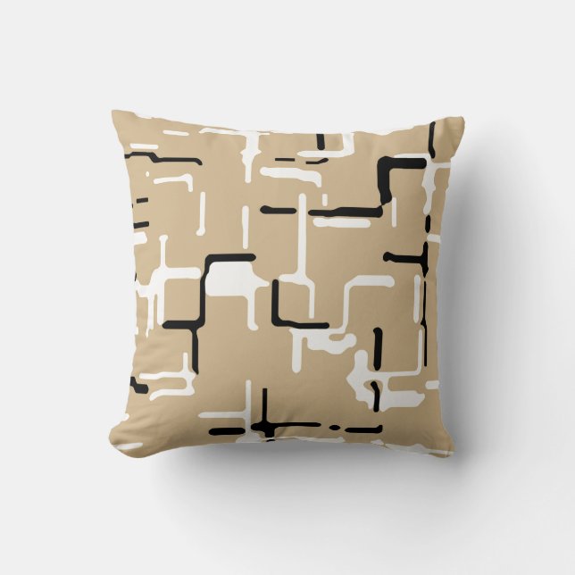 Taupe Beige Schwarz-weiß Kissen (Vorderseite)