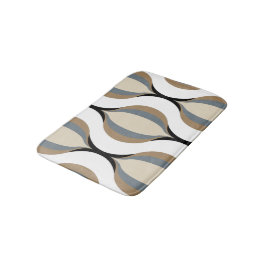 Taupe Beige Tan Gray White Ogees Waves Badematte