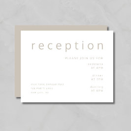 Taupe Beige Typografie Elegante Wedding Empfang Begleitkarte