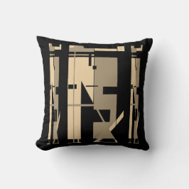 Taupe Beige über Black Tribal Art Mosaik Design Kissen