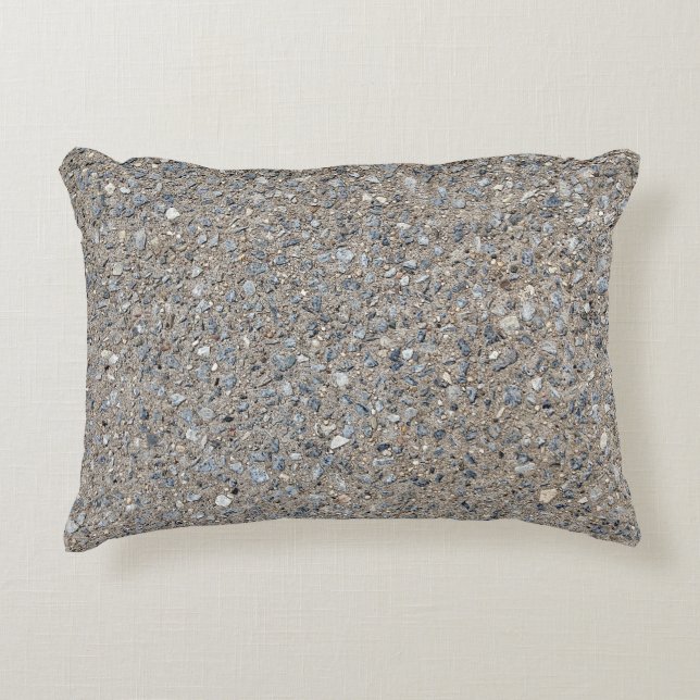 Taupe Beton Zement Blauer Aggregatweg Dekokissen (Vorderseite)
