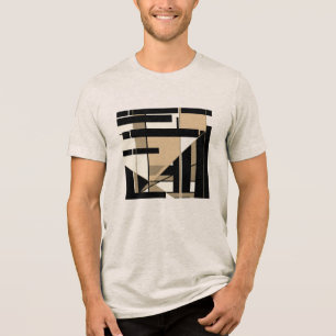 Taupe Black Tan Geometric MCM-artiges Kunstdesign Tri-Blend Shirt