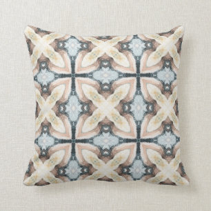 Taupe & Blue Fliesendesign subtile Aquarellgestalt Kissen