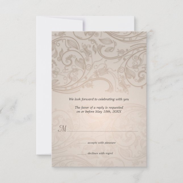 Taupe Blüh Wedding Response RSVP Karte (Vorderseite)