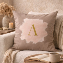 Taupe-Blush-Monogramm-Wurfkissen