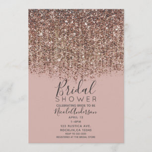 Taupe Blush Pink Bronze Gold Glitzer Brautparty Einladung