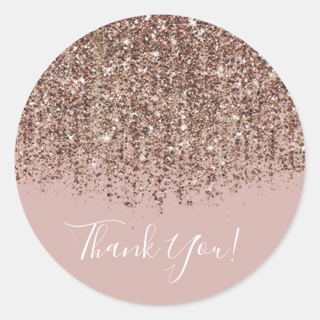 Taupe Blush Pink Bronze Rose Gold Glitzer Party Runder Aufkleber (Vorderseite)