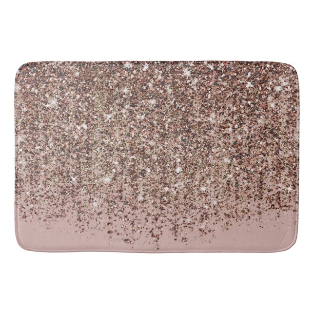 Taupe Blush Pink Rose Bronze Gold Glitzer Glam Badematte (Vorderseite)