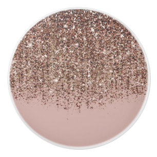 Taupe Blush Pink Rose Bronze Gold Glitzer Glam Keramikknauf