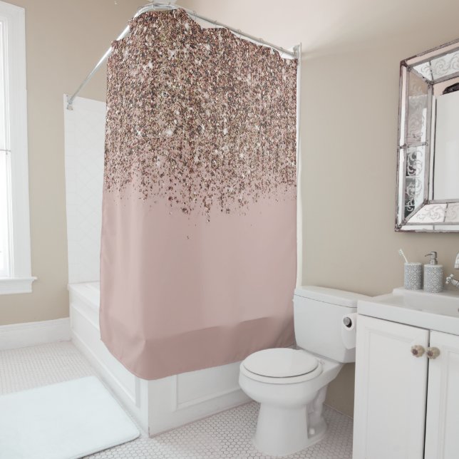 Taupe Blush Pink Rose Gold Bronze Glitzer Glam Duschvorhang (Beispiel)
