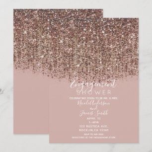 Taupe Blush Rose Gold Glitzer Verlobung Dusche Einladung