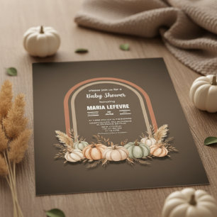 Taupe Boho Arch Pumpkin Fall Baby Dusche Einladung