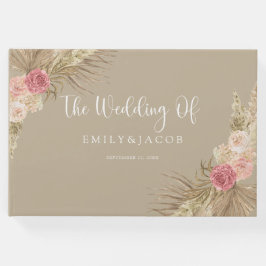 Taupe Boho Floral Wedding Gästebuch