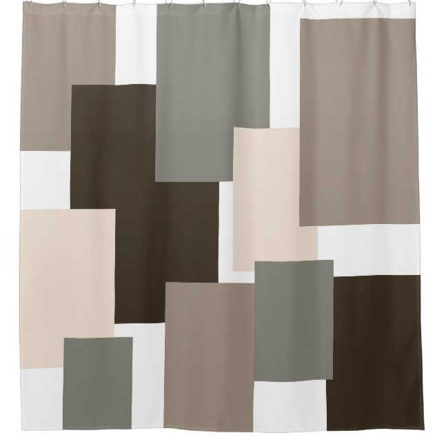 Taupe, Braun, Grau und ElfenbeinRechtecke Duschvorhang (Vorderseite)