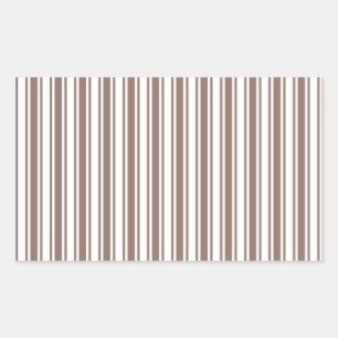Taupe, braune und weiße Süßigkeiten Streifen Rechteckiger Aufkleber