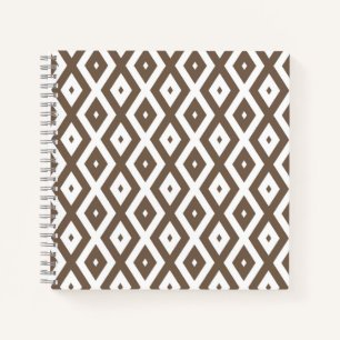 Taupe-braunes und weißes Diamantmuster Notizbuch