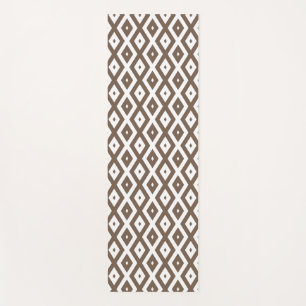 Taupe-braunes und weißes Diamantmuster Yogamatte