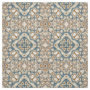 Taupe Brown Aquamarin Blue Bali Batik Style Muster Stoff