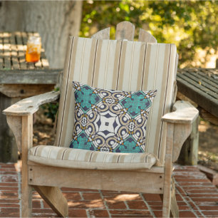 Taupe Brown Aquamarin Green Ivory Orient Tribal Ar Kissen
