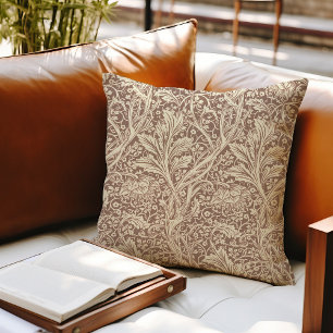 Taupe Brown Arcadia William Morris Hawthorn Kissen