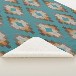 Taupe Brown Blue Aquamarin Orange Tribal Art Muste Sherpadecke