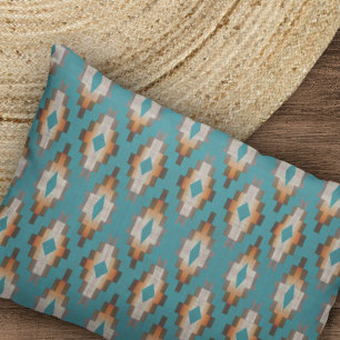 Taupe Brown Blue Teal Orange Tribal Art Pattern Kissenbezug