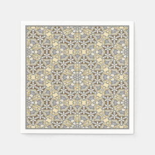 Taupe Brown Gray Beige Mosaic Kaleidoscope Muster Serviette