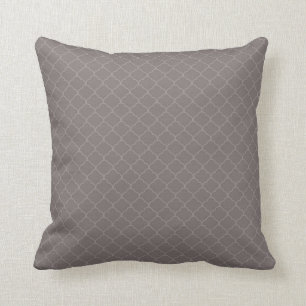 Taupe Brown marokkanisches Quatrefolienmuster Kissen