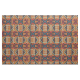 Taupe Brown Red Aquamarin Blue Orange Ethnic Look Stoff