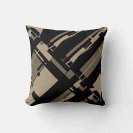 Taupe Brown Slanted Lines Uneven Formen auf schwar Kissen