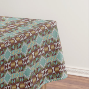 Taupe Brown Turquoise Aqua Blue Tribal Muster Tischdecke