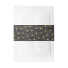 Taupe Burlap & Niedlich Gold Hearts Rustikales Bau Einladungsbanderole