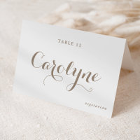 Taupe Calligraphie Mariage Repas Choix Place Carte
