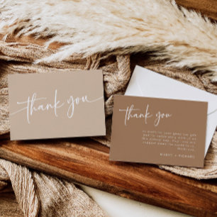 Taupe Carte de remerciements moderne minimaliste B