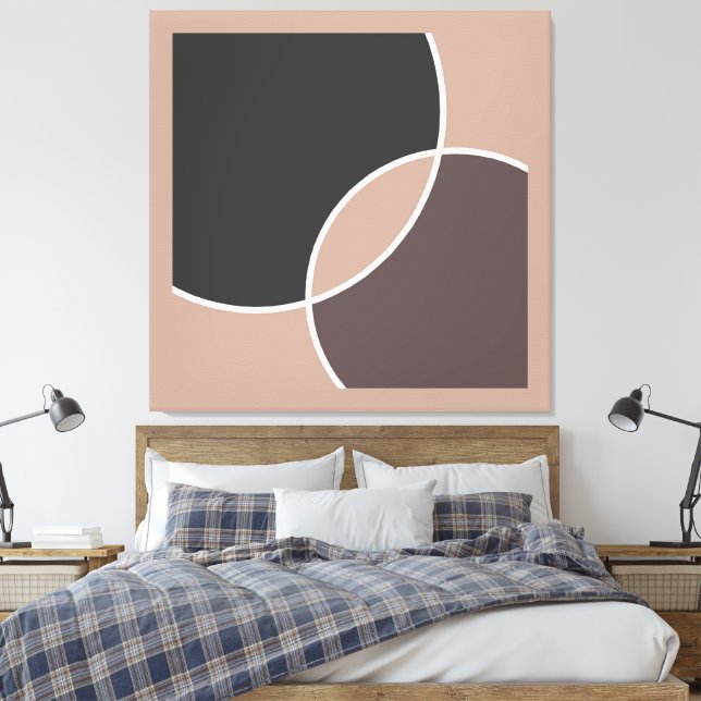 Taupe Circles Leinwanddruck (Insitu (Schlafzimmer))