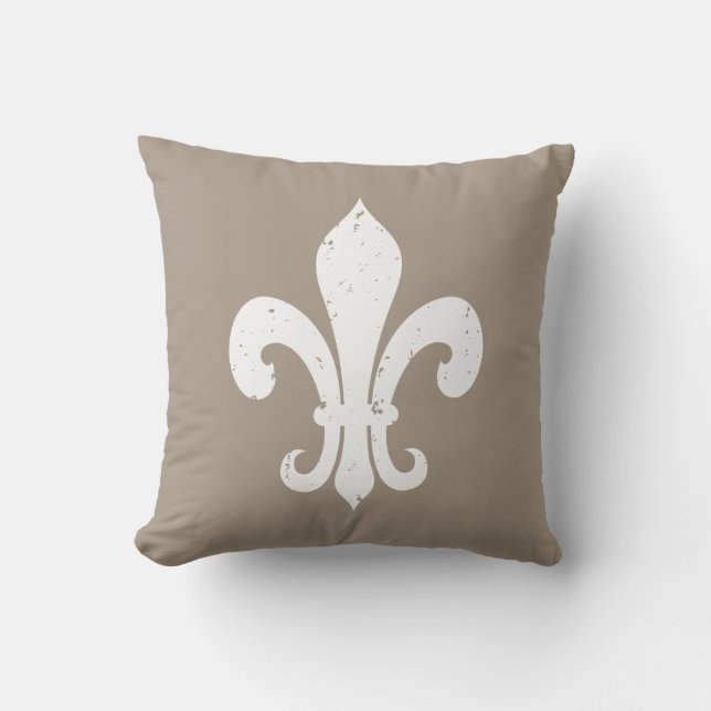 Taupe couleur chic fleur de lis oreiller extérieur (Recto)