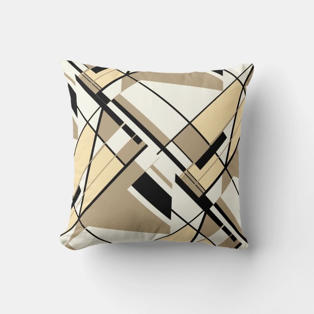 Taupe Cream Schwarz-weißen Abstrakten Kunstmuseum Kissen (Vorderseite)