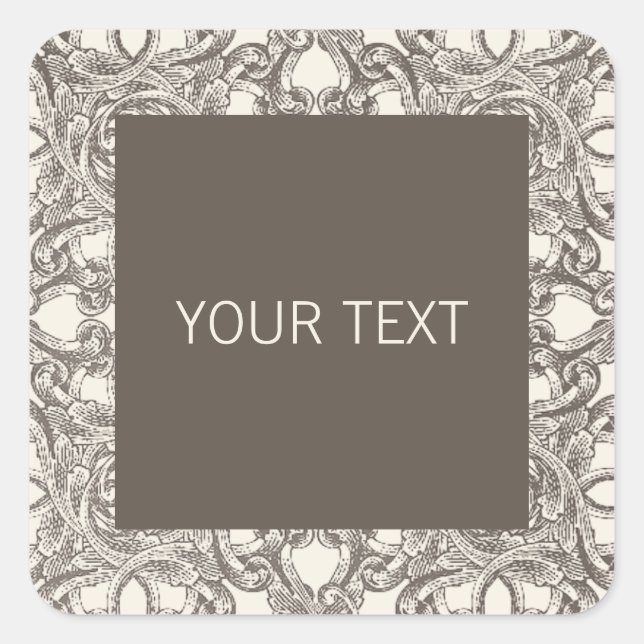Taupe Damask Sticker Modèle pour les entreprises (Devant)