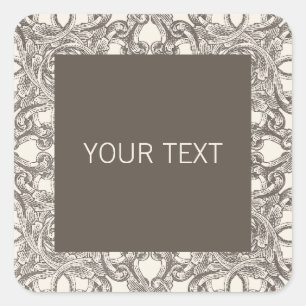 Taupe Damask Sticker Template für Unternehmen
