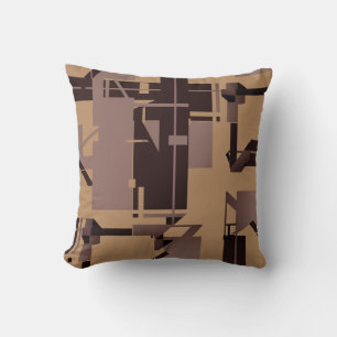 Taupe Dark Brown Tan MCM Look Abstrakt Art Design Kissen