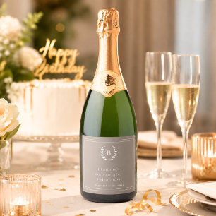 Taupe-Elfenbein-Monogramm-Kranz-Geburtstag
