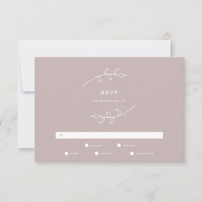 Taupe et blanc Simple Wreath Wedding RSVP (Devant)