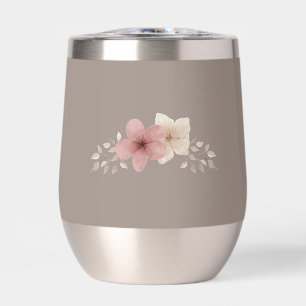 Taupe et verre de vin inoxydable rose floral