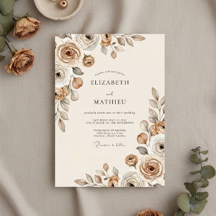 Taupe Ethereal Bloom Hochzeit Einladung