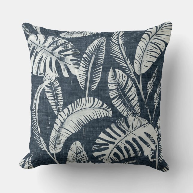 Taupe Feuilles Palmiers Gris Jeter Oreiller (Recto)