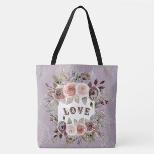 Taupe Floral Bouquet Liebe Mode Tasche
