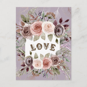 Taupe Floral Bouquet Liebe Postkarte